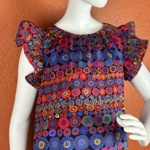 PINCH Floral Print Ruffle Cap Sleeve Midi Dress L.  B29 - Picture 6 of 16